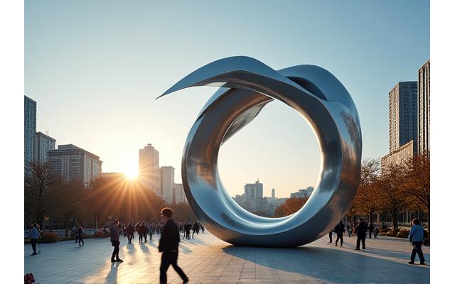 광화문광장의 대형 금속 조형물 '시간의 흐름'