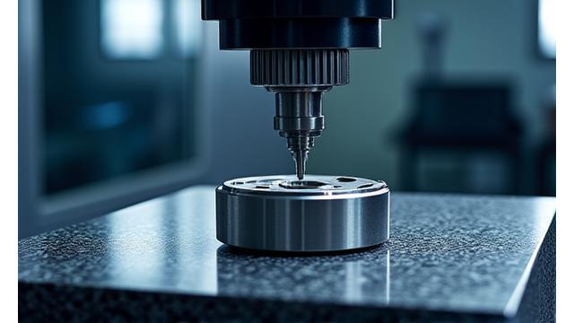 3차원 측정기로 정밀 부품의 치수를 측정하는 모습